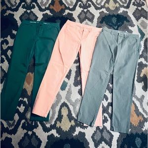 3 Pairs Gap Broken In Straight Khaki Pants Size 0 Green Peach Gray Flat Front